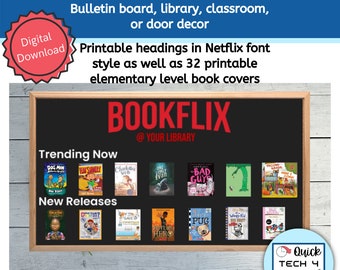 Bookflix Bulletin Board Set | Library Decor | Classroom Decor | Door Decor | Printable | Elementary