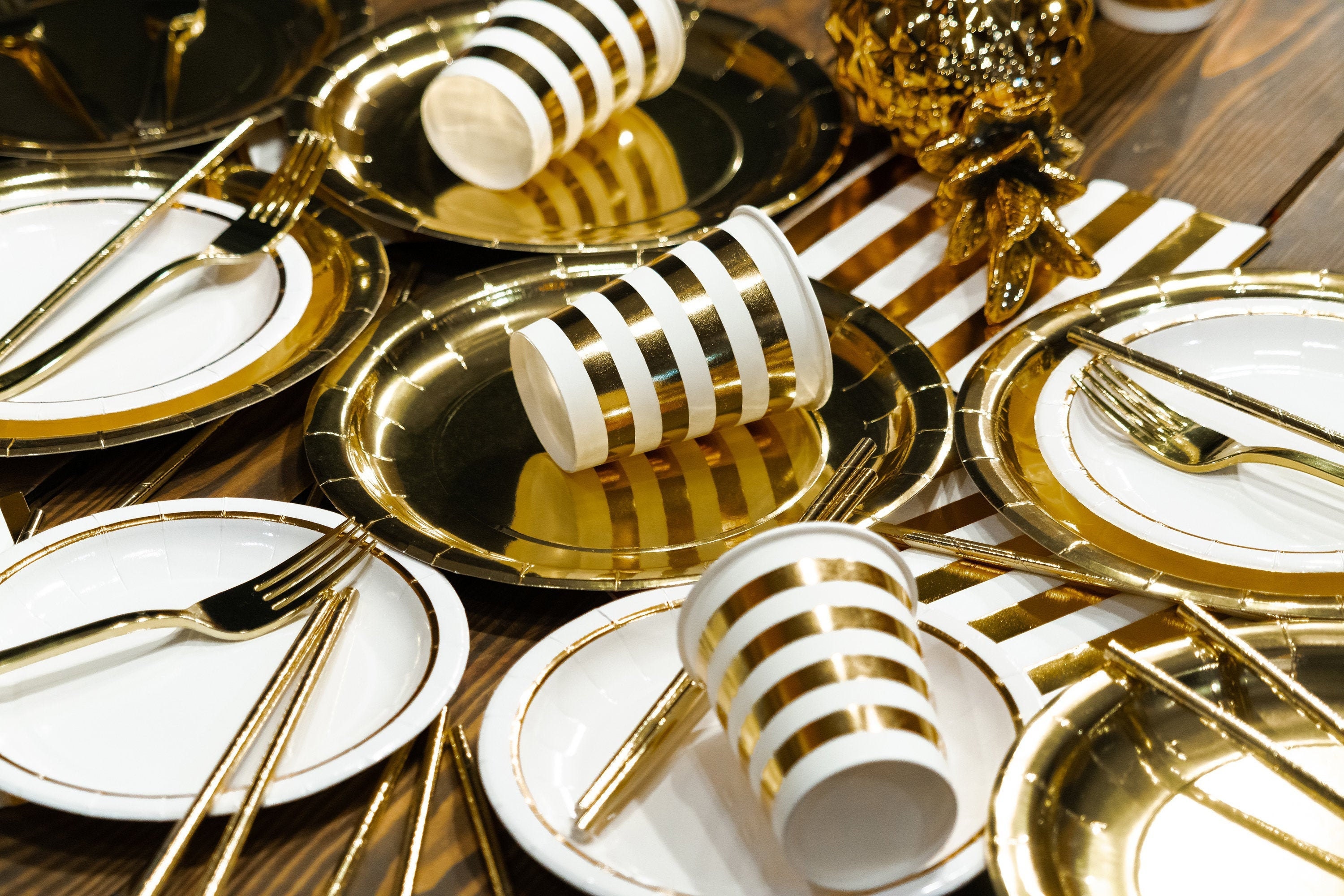 White Gold Paper Plates Cups and Napkins Party Supplies Etsy