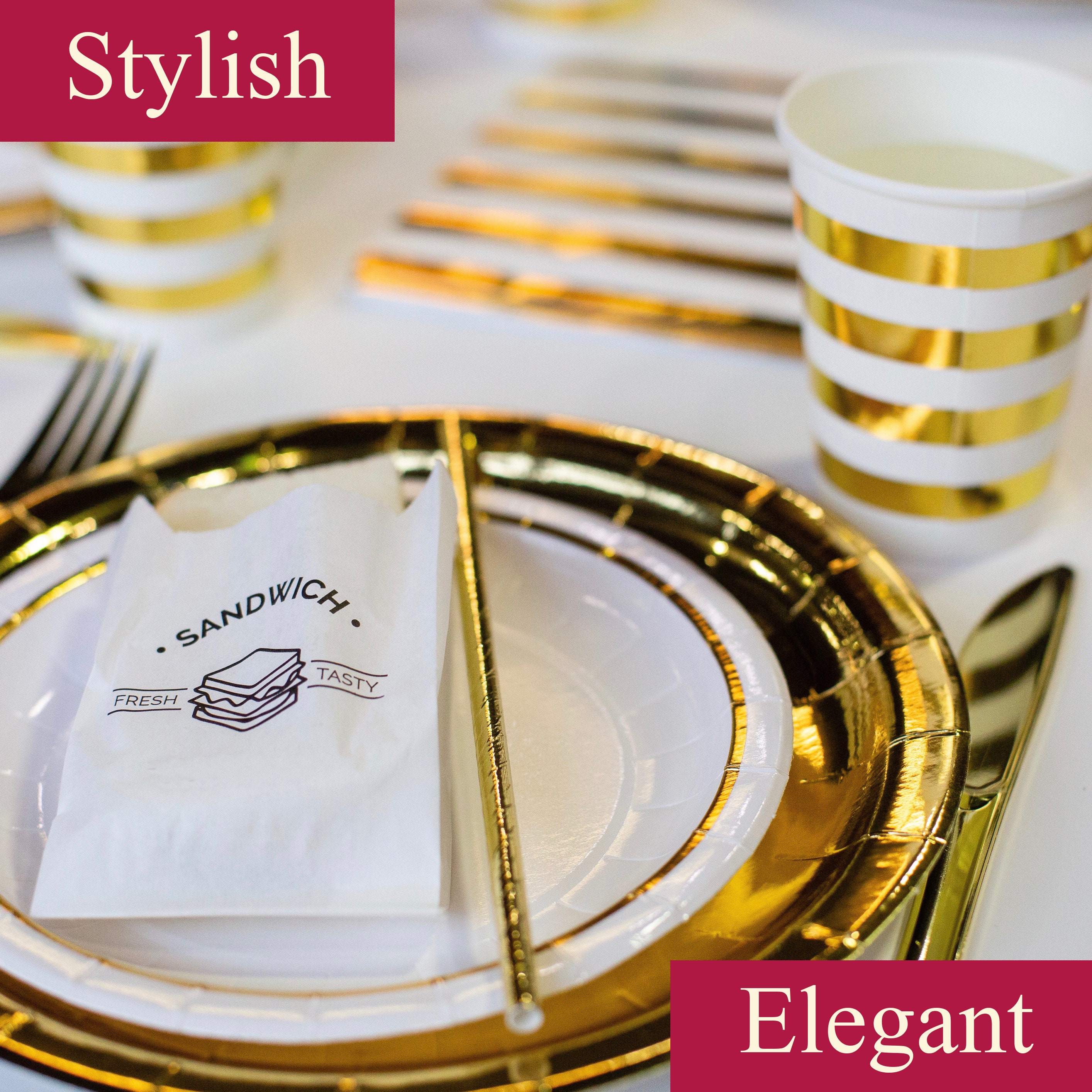 White Gold Paper Plates Cups and Napkins Party Supplies Etsy