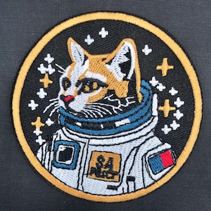 Katzen Aufnäher NASA Astronaut Patch zum aufnähen Weltraum Katze Raumanzug