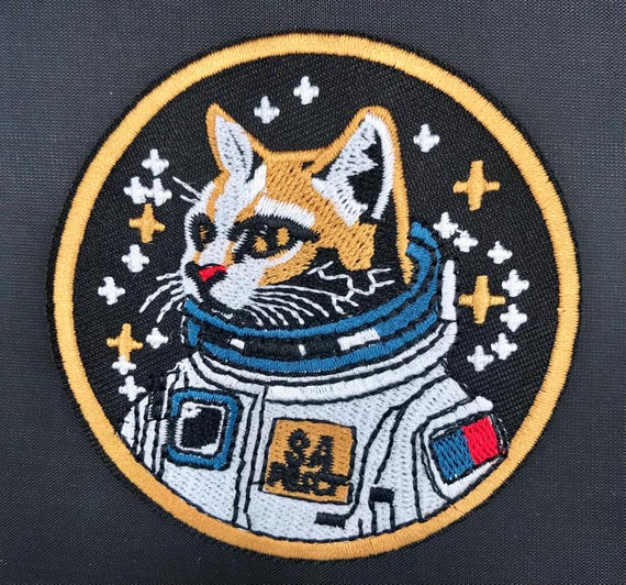 Cat Patch NASA Astronaut Sew-on Round Patch Space… - image 1