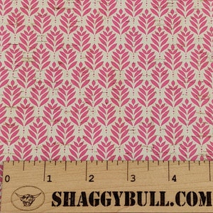 Leather Backed Cork Floral and Dots Pink Print 8&quot;x10&quot;, 4&quot;x6&quot; (Cork Applied to Real Genuine Cowhide Leather) 4-5oz / 1.8-2mm