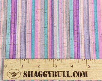 Leather Backed Cork Watercolor Pastel Stripes 8"x10", 4"x6" (Cork Applied to Real Genuine Cowhide Leather) 4-5oz / 1.8-2mm