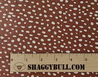 Leather Backed Cork Dalmatian Dots Burnt Orange 8"x10" Animal Print (Cork Applied to Real Genuine Cowhide Leather) 4-5oz / 1.8-2mm