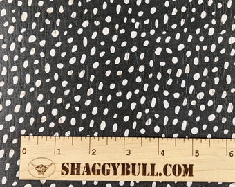 Leather Backed Cork Dalmatian Dots Black 8"x10", 4"x6" Animal Print (Cork Applied to Real Genuine Cowhide Leather) 4-5oz / 1.8-2mm