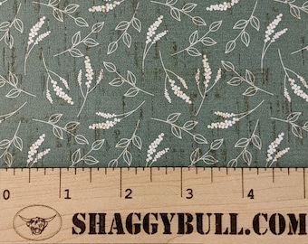 Leather Backed Cork Sage Green Floral 8"x10", 4"x6" Floral Print (Cork Applied to Real Genuine Cowhide Leather) 4-5oz / 1.8-2mm