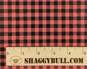 Leather Backed Cork Buffalo Plaid Red / Black 8"x10", 4"x6" (Cork Applied to Real Genuine Cowhide Leather) 4-5oz / 1.8-2mm
