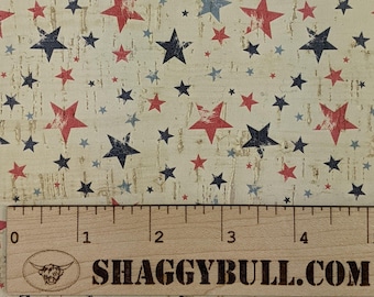 Leather Backed Cork Patriotic Stars Red, White, and Blue Print 8x10 (Cork Applied to Real Genuine Cowhide Leather) 4-5oz/1.8-2mm