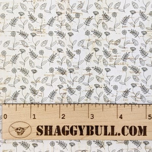 Leather Backed Cork Black and white Floral / Flowers Print 8&quot;x10&quot;, 4&quot;x6&quot;(Cork Applied to Real Genuine Cowhide Leather)4-5oz/1.8-2mm