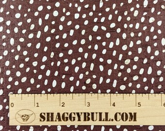 Leather Backed Cork Dalmatian Dots Maroon 8"x10", 4"x6" Animal Print (Cork Applied to Real Genuine Cowhide Leather) 4-5oz / 1.8-2mm