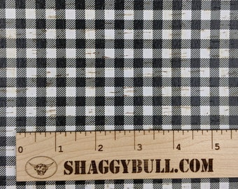 Leather Backed Cork Buffalo Plaid Black and White Print 8"x10" (Cork Applied to Real Genuine Cowhide Leather) 4-5oz / 1.8-2mm