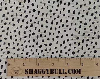 Leather Backed Cork Dalmatian Dots Black and White 8"x10" Animal Print(Cork Applied to Real Genuine Cowhide Leather)4-5oz/1.8-2mm