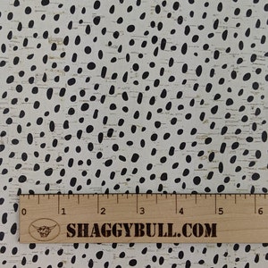 Leather Backed Cork Dalmatian Dots Black and White 8&quot;x10&quot; Animal Print(Cork Applied to Real Genuine Cowhide Leather)4-5oz/1.8-2mm