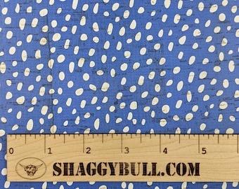 Leather Backed Cork Dalmatian Dots Blue 8"x10", 4"x6" Animal Print (Cork Applied to Real Genuine Cowhide Leather) 4-5oz / 1.8-2mm
