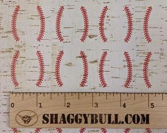 Leather Backed Cork Baseball Laces / Stitches Print 8"x10", 4"x6" (Cork Applied to Real Genuine Cowhide Leather) 4-5oz / 1.8-2mm