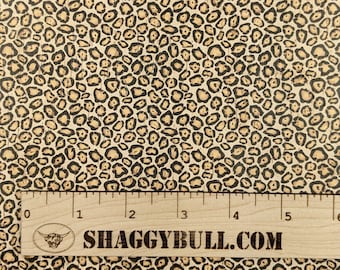 Leather Backed Cork Leopard Print New Smaller Scale/Animal Print 8"x10" 4"x6" (Cork Applied to Real Genuine Cowhide Leather) 4-5oz / 1.8-2mm