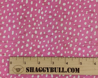 Leather Backed Cork Dalmatian Dots Pink 8"x10", 4"x6" Animal Print (Cork Applied to Real Genuine Cowhide Leather) 4-5oz / 1.8-2mm