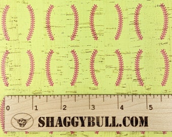 Leather Backed Cork Softball Laces / Stitches Print 8"x10", 4"x6" (Cork Applied to Real Genuine Cowhide Leather) 4-5oz / 1.8-2mm