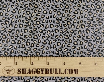 Leather Backed Cork Leopard Gray and Tan Print 8"x10", 4"x6" (Cork Applied to Real Genuine Cowhide Leather) 4-5oz / 1.8-2mm