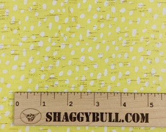 Leather Backed Cork Dalmatian Dots Yellow 8x10, 4x6 Animal Print (Cork Applied to Real Genuine Cowhide Leather)4-5oz/1.8-2mm