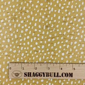 Leather Backed Cork Dalmatian Dots Gold 8&quot;x10&quot;, 4&quot;x6&quot; Animal Print (Cork Applied to Real Genuine Cowhide Leather) 4-5oz / 1.8-2mm