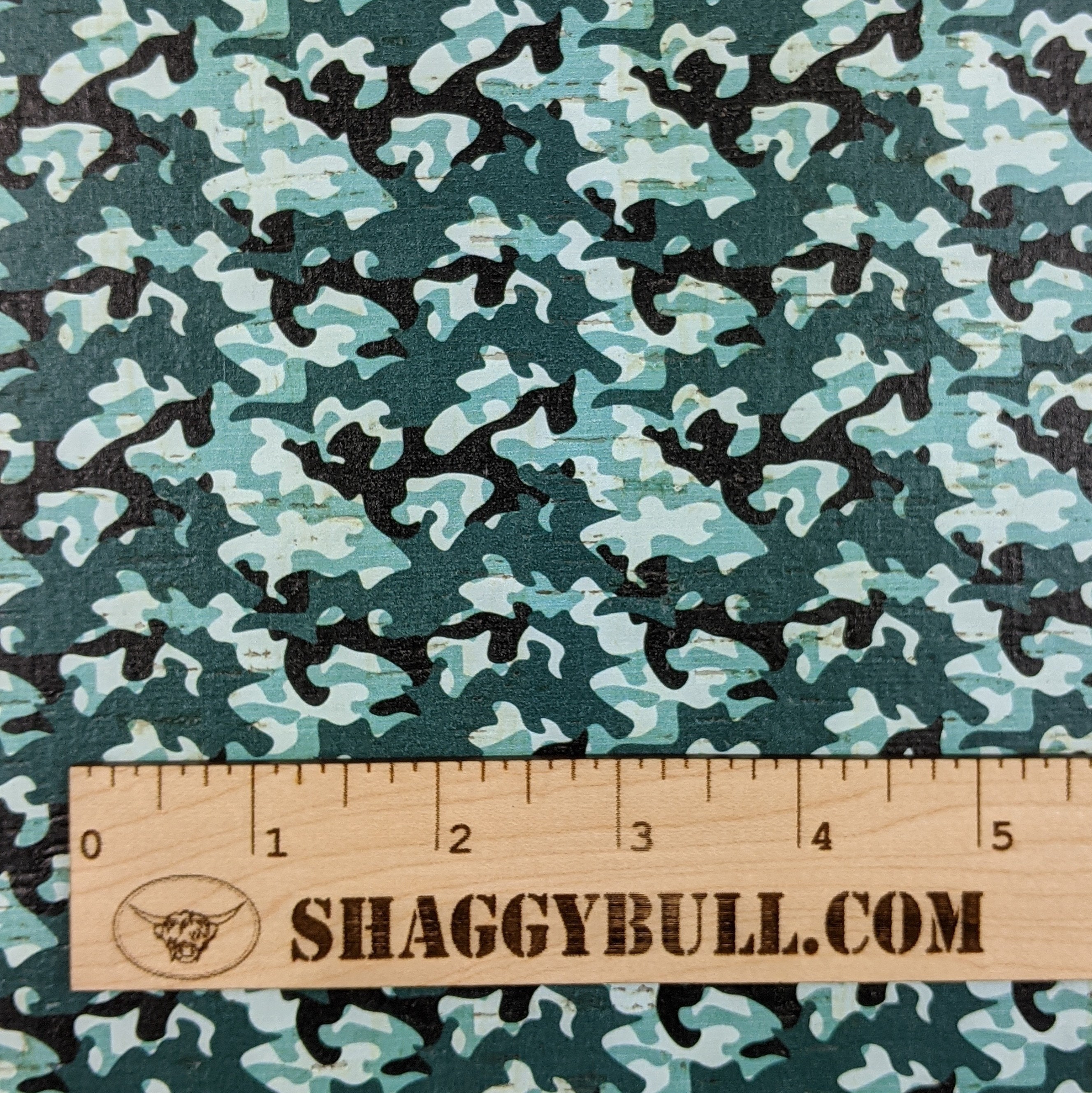 Leather Backed Cork Camo Aqua / Camouflage Print Cork Applied Etsy