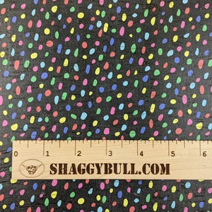 Leather Backed Cork Dalmatian Dots Confetti Black 8x10, 4x6 Animal Print(Cork Applied to Real Genuine Cowhide Leather) 4-5oz /1.8-2mm
