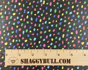 Leather Backed Cork Dalmatian Dots Confetti Black 8x10, 4x6 Animal Print(Cork Applied to Real Genuine Cowhide Leather) 4-5oz /1.8-2mm