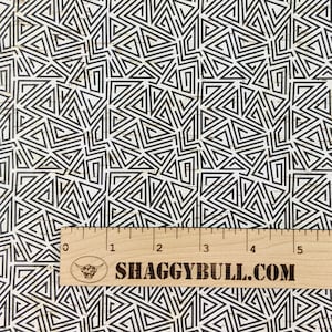 Leather Backed Cork Black and White Geometric Print 8&quot;x10&quot;, 4&quot;x6&quot; (Cork Applied to Real Genuine Cowhide Leather) 4-5oz / 1.8-2mm