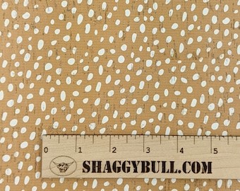 Leather Backed Cork Dalmatian Dots Mustard Yellow 8"x10" Animal Print (Cork Applied to Real Genuine Cowhide Leather) 4-5oz/1.8-2mm