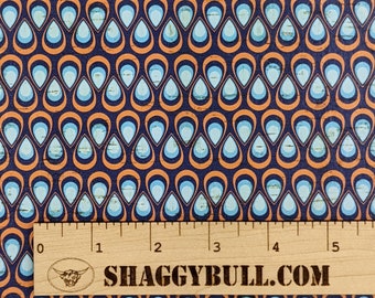 Leather Backed Cork Geometric Drops Print 8"x10" 4"x6" (Cork Applied to Real Genuine Cowhide Leather) 4-5oz / 1.8-2mm
