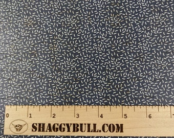 Leather Backed Cork Scattered Rice Navy Blue Print 8"x10", 4"x6" (Cork Applied to Real Genuine Cowhide Leather)4-5oz/1.8-2mm