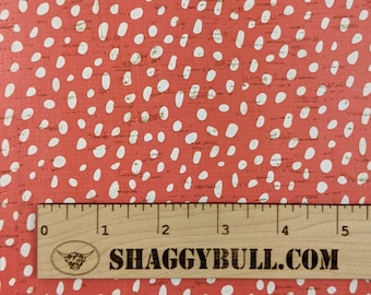 Leather Backed Cork Dalmatian Dots Red 8"x10", 4"x6" Animal Print (Cork Applied to Real Genuine Cowhide Leather) 4-5oz / 1.8-2mm