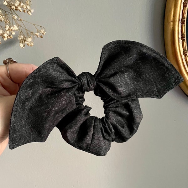 Nosferatu Bow with Large Scrunchy (Black) Bat Wing Scrunchy | Vampire Accessories | Gothic Style | Halloween accessories