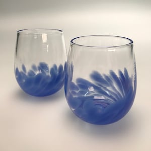 Blue Stemless Wine Glass