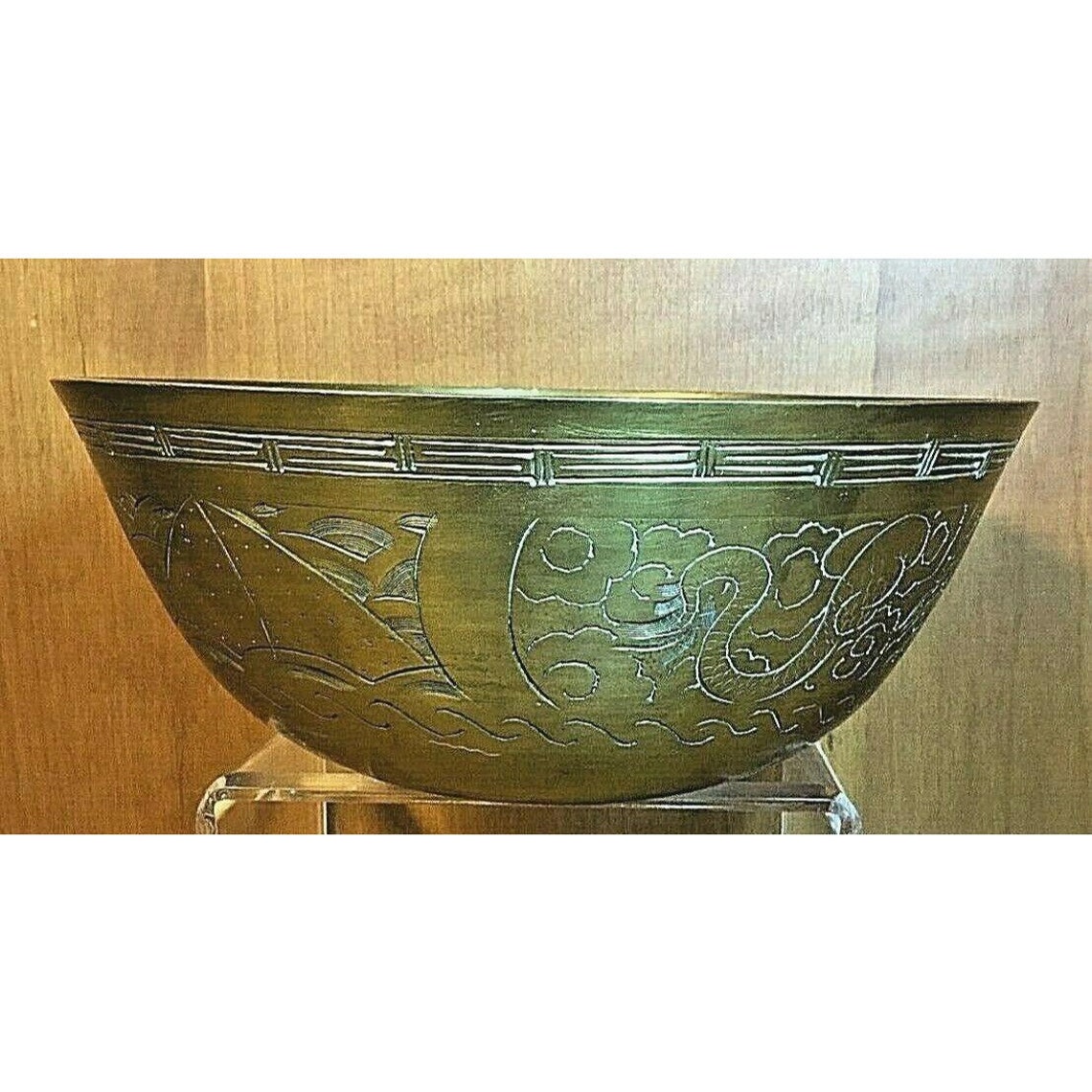 Antique Unique Chinese Brass Bowl Heavily Hand Engraved Etched Etsy