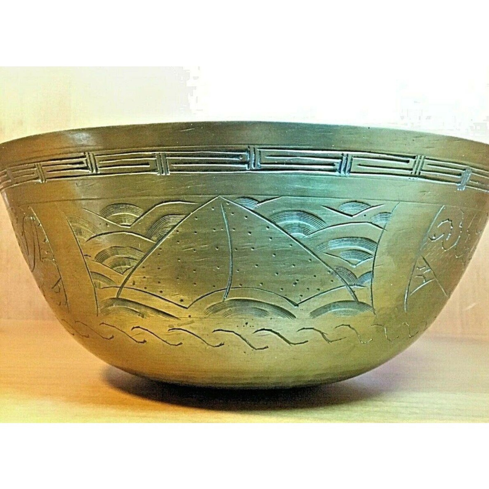 Antique Unique Chinese Brass Bowl Heavily Hand Engraved Etched Etsy