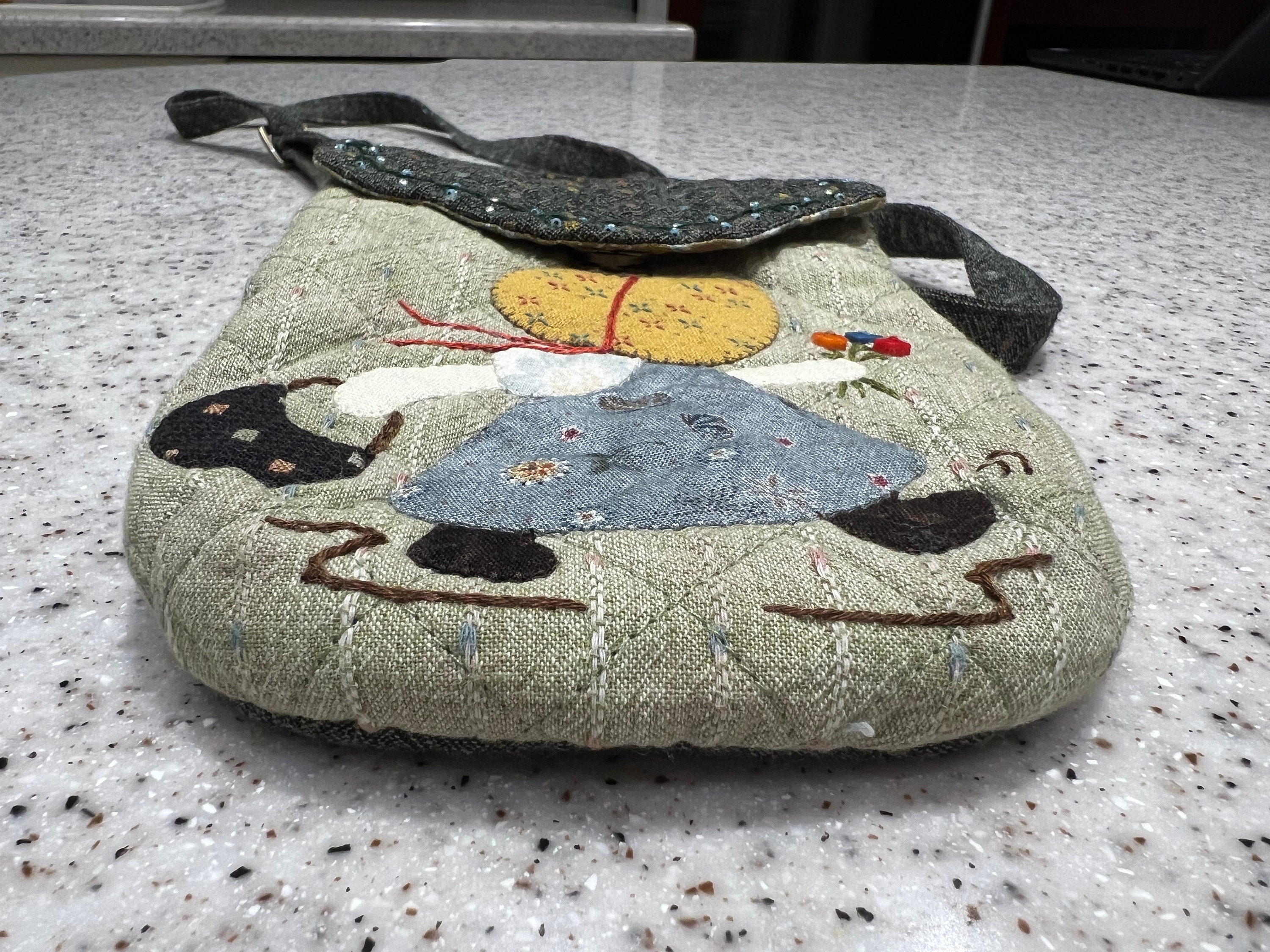 Handmade Quilted Bag in Japanese Patchwork Style Cotton / Quilted