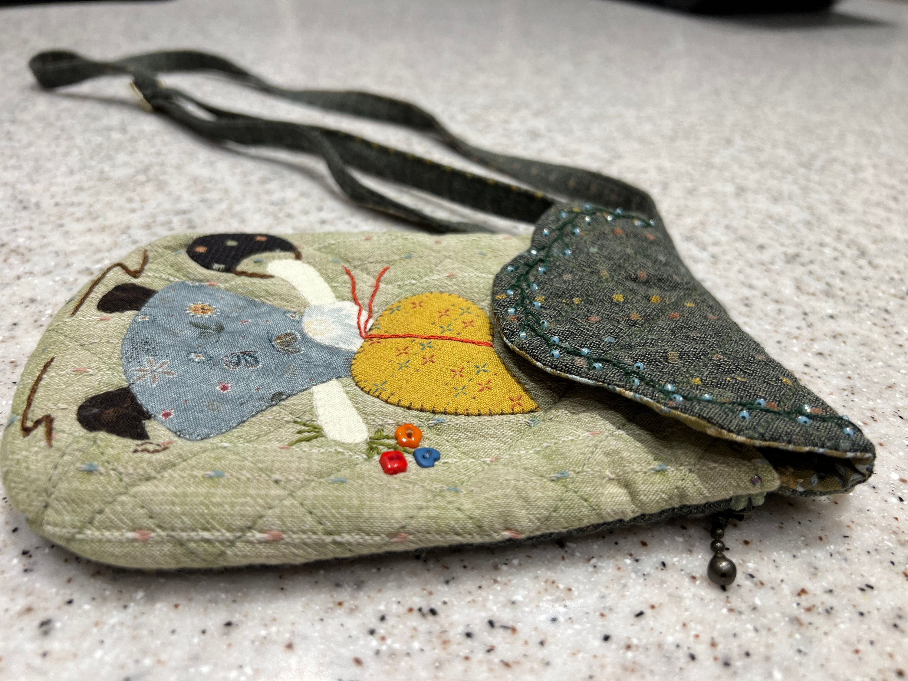 Handmade Quilted Bag in Japanese Patchwork Style Cotton / Quilted