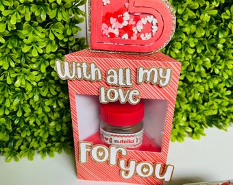 Mini Nutella Box Template, Mini Nutella box cut file, Mini Nutella for gift, Gift for parties, Personalized Nutella box , Packaging box SVG