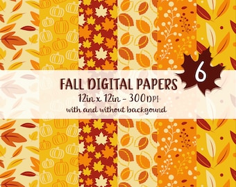 Fall printable digital paper,Autumn Fall paper,Digital paper,Fall paper pack,Printable Digital Paper,Fall scrapbook paper,Instant download