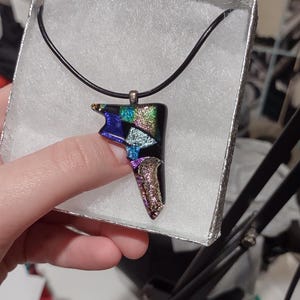 Handmade Dichroic Glass Pendant Necklaces (Saw-tooth Shapes), glass jewelry, necklace, high class