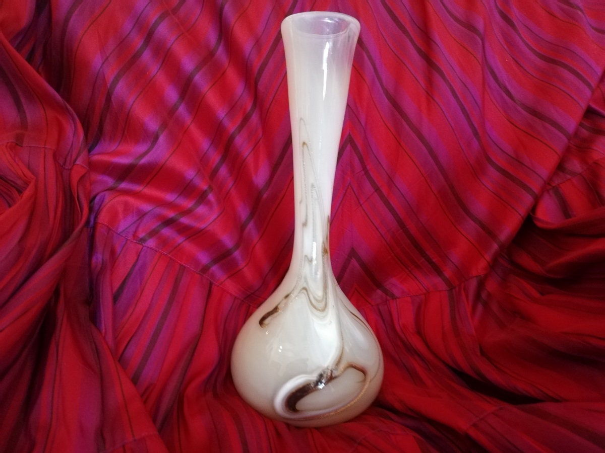 Annees 60 Vase en Verre Opaliné