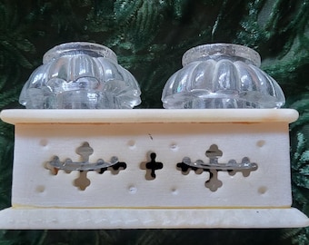 Double alabaster inkwell, 19th century