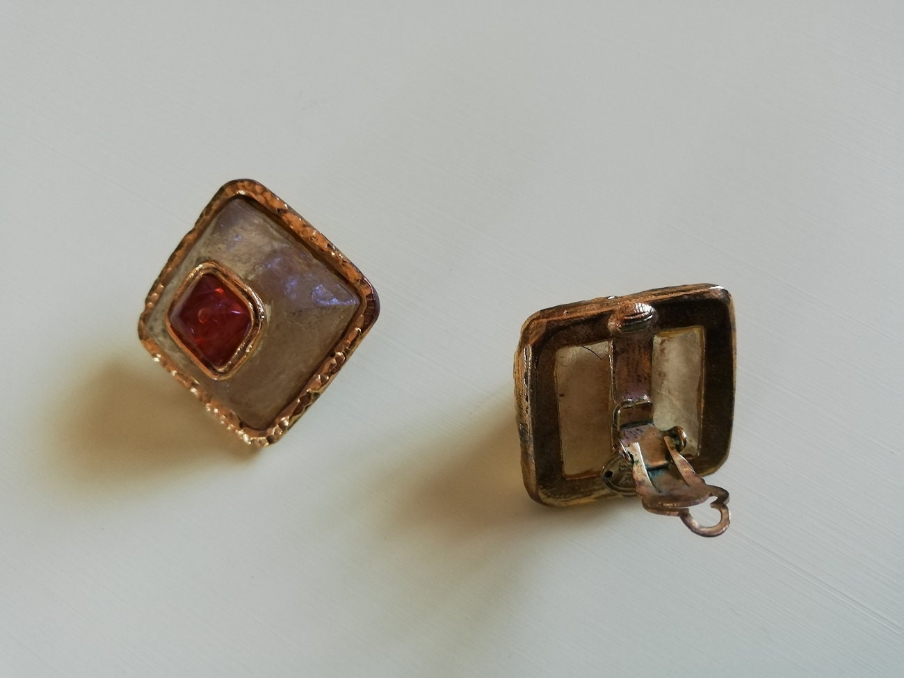 Clips D'oreilles Vintage Burda - Bijoux De Créateur, Occasion, Magnifique Travail