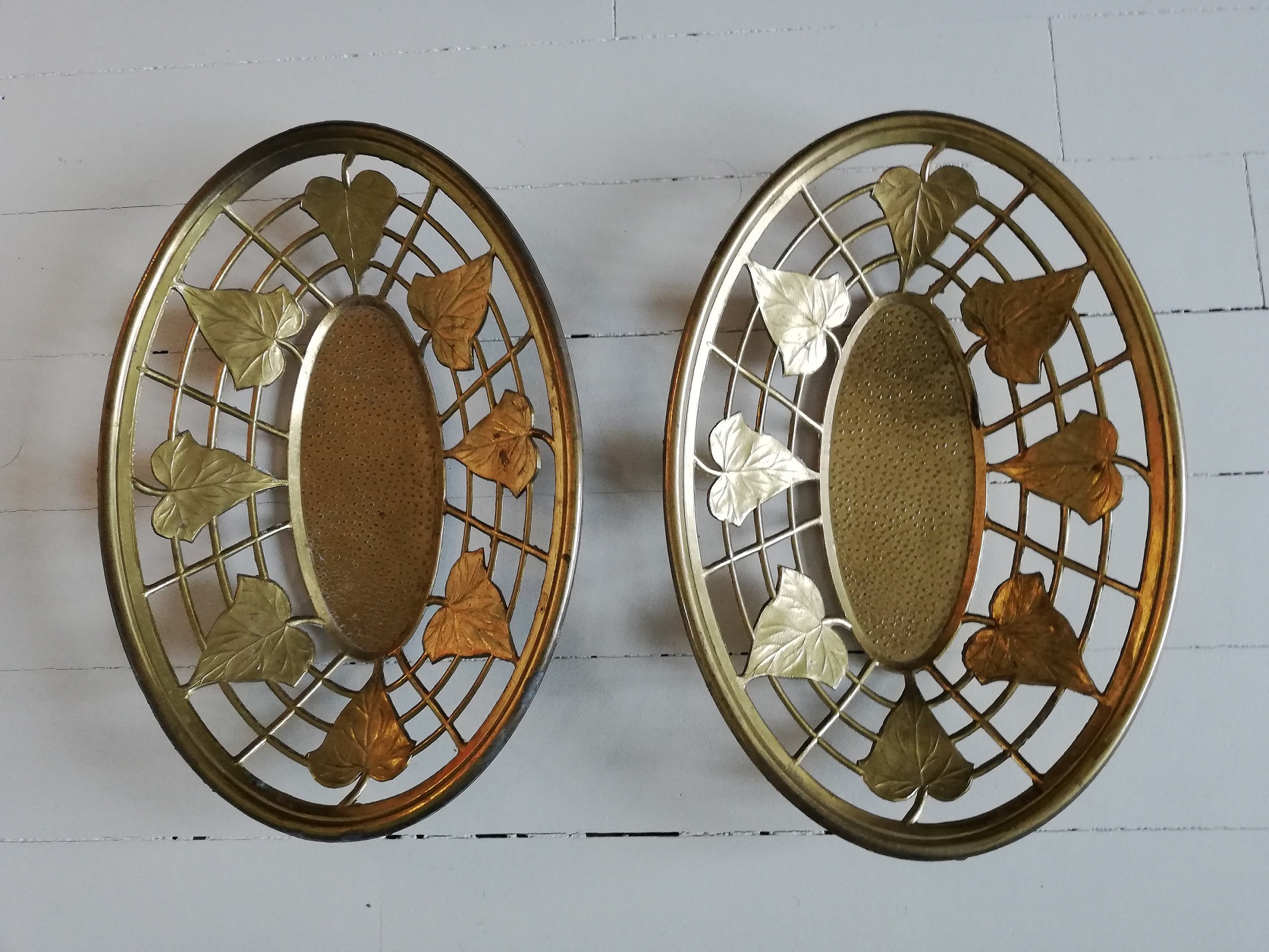 Art Nouveau Paniers à Fruits en Laiton