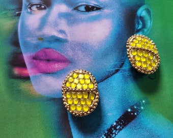 Boucles D'Oreilles Clips Vintage Années 90 - Signées Rémy Dis - Argenté - Occasion