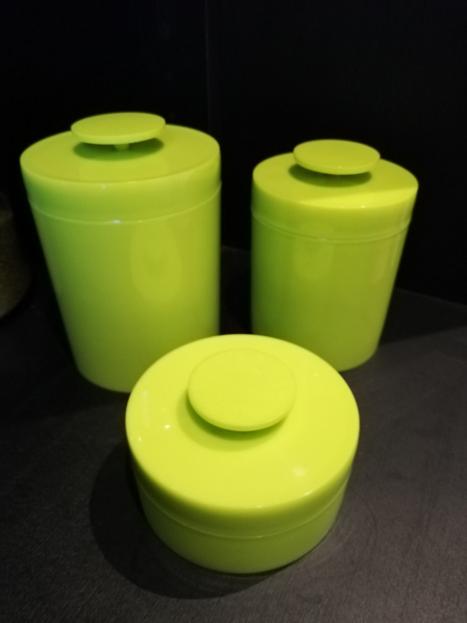 Seventies Pots Plastique Vert Granny