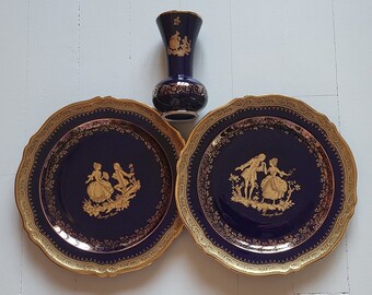 Alka Bavaria, Fine Kobalt, Bone China Teacup Saucer Plate Trio