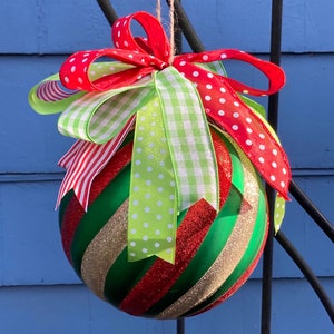 Oversized Christmas Ornament Christmas Decoration Farmhouse Christmas Holiday Decor Large Red Green Gold Ornament